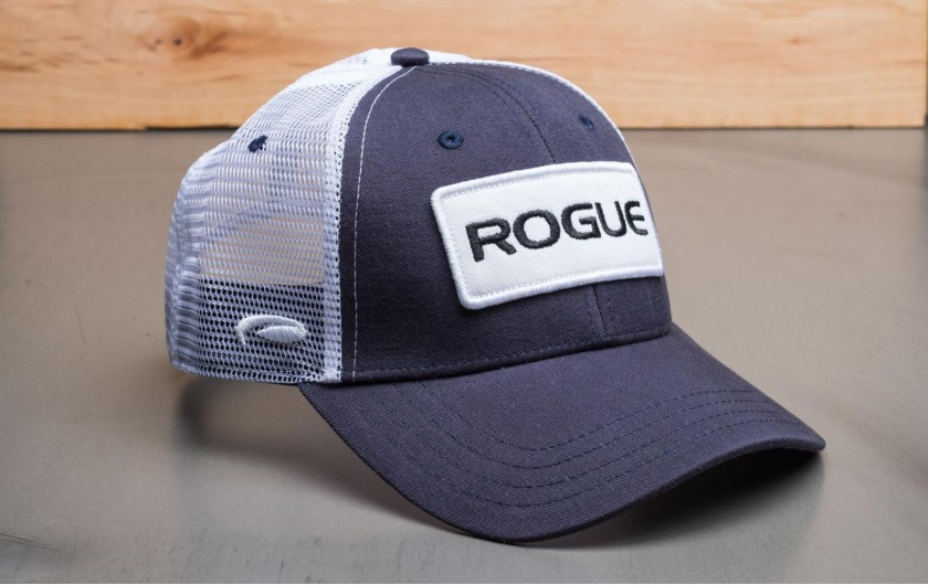 ROGUE PATCH TRUCKER HAT NAVY WHITE
