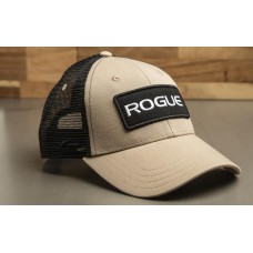 ROGUE PATCH TRUCKER HAT TAN BLACK