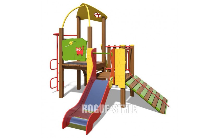 Игровой комплекс красно-зелено-желтый "Кроха-NEW"